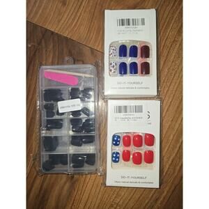 3 Press on Nails Kit Short Fake Nails Tip